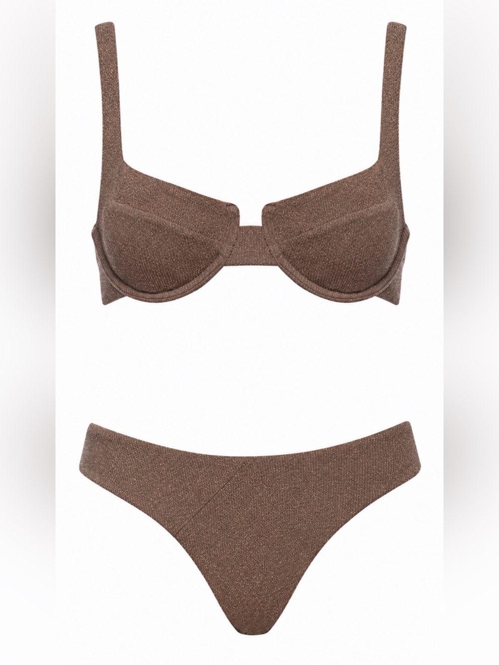 VETCHY Brown Shimmer Underwire Bikini Set